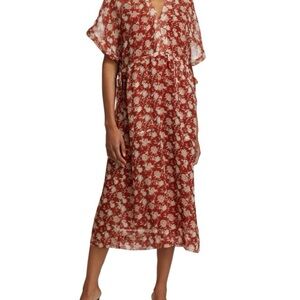 Rag & Bone Red Floral Midi Dress